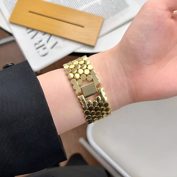 Adjustable Stainless Straps Watch Band For Apple Watch - Gold - Picture 5 of 6